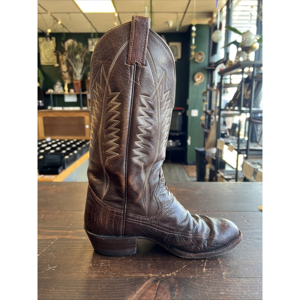 Panhandle Slim Brown Cowboy Boots 9.5 B Mexico Vintage Western Ostrich Leg - Picture 12 of 13